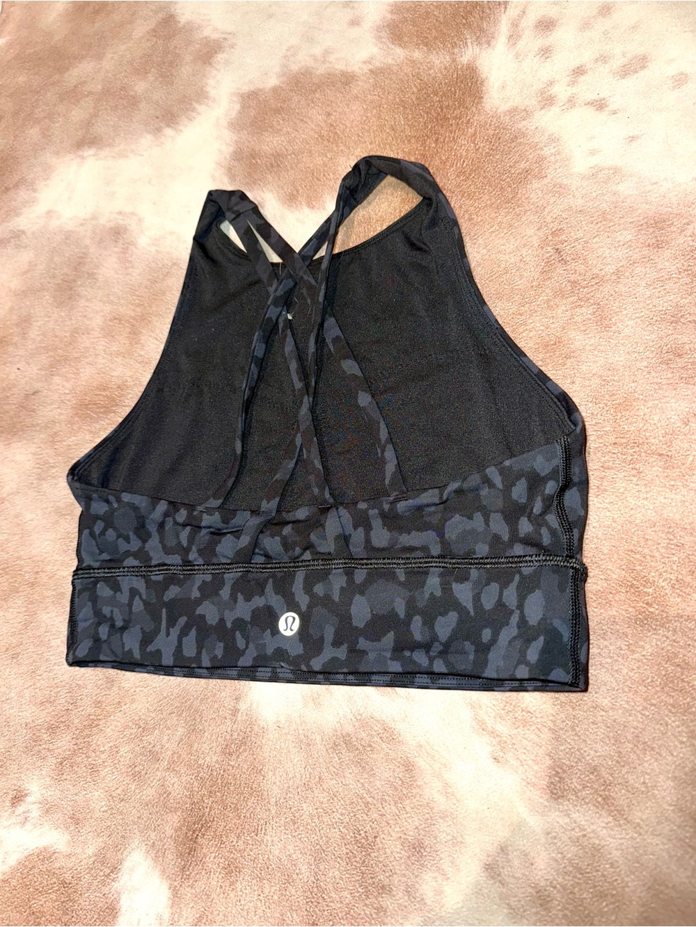 lululemon athletica Black Camo High Neck Strappy Sports Bra - Dark Charcoal